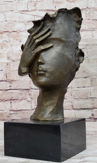 Abstract Surrealist Bust Face w/ Hand Bronze Salvador Dali