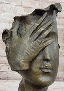 Abstract Surrealist Bust Face w/ Hand Bronze Salvador Dali