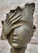 Abstract Surrealist Bust Face w/ Hand Bronze Salvador Dali