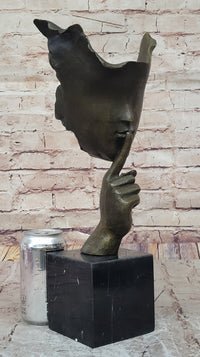 Signed Salvador Dali Abstract Girl Hush Up Bronze Sculpture