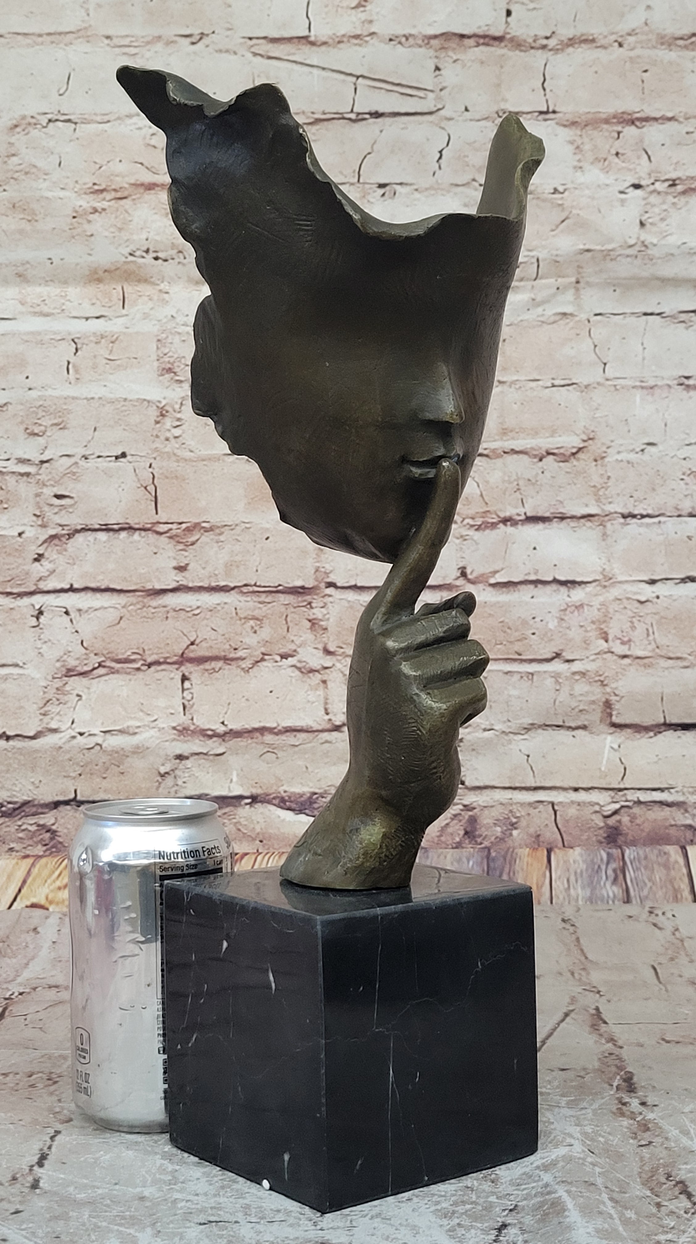 Signed Salvador Dali Abstract Girl Hush Up Bronze Sculpture