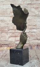 Signed Salvador Dali Abstract Girl Hush Up Bronze Sculpture
