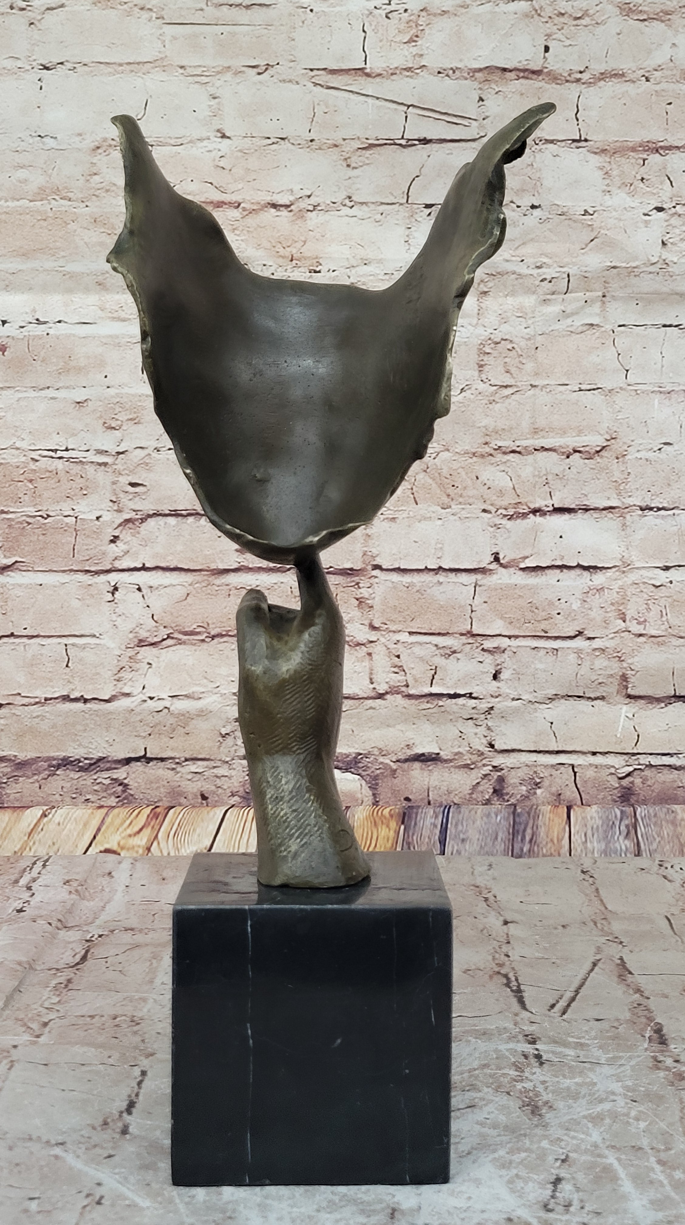 Signed Salvador Dali Abstract Girl Hush Up Bronze Sculpture