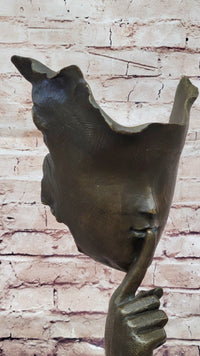 Signed Salvador Dali Abstract Girl Hush Up Bronze Sculpture
