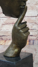 Signed Salvador Dali Abstract Girl Hush Up Bronze Sculpture