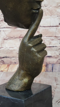 Signed Salvador Dali Abstract Girl Hush Up Bronze Sculpture