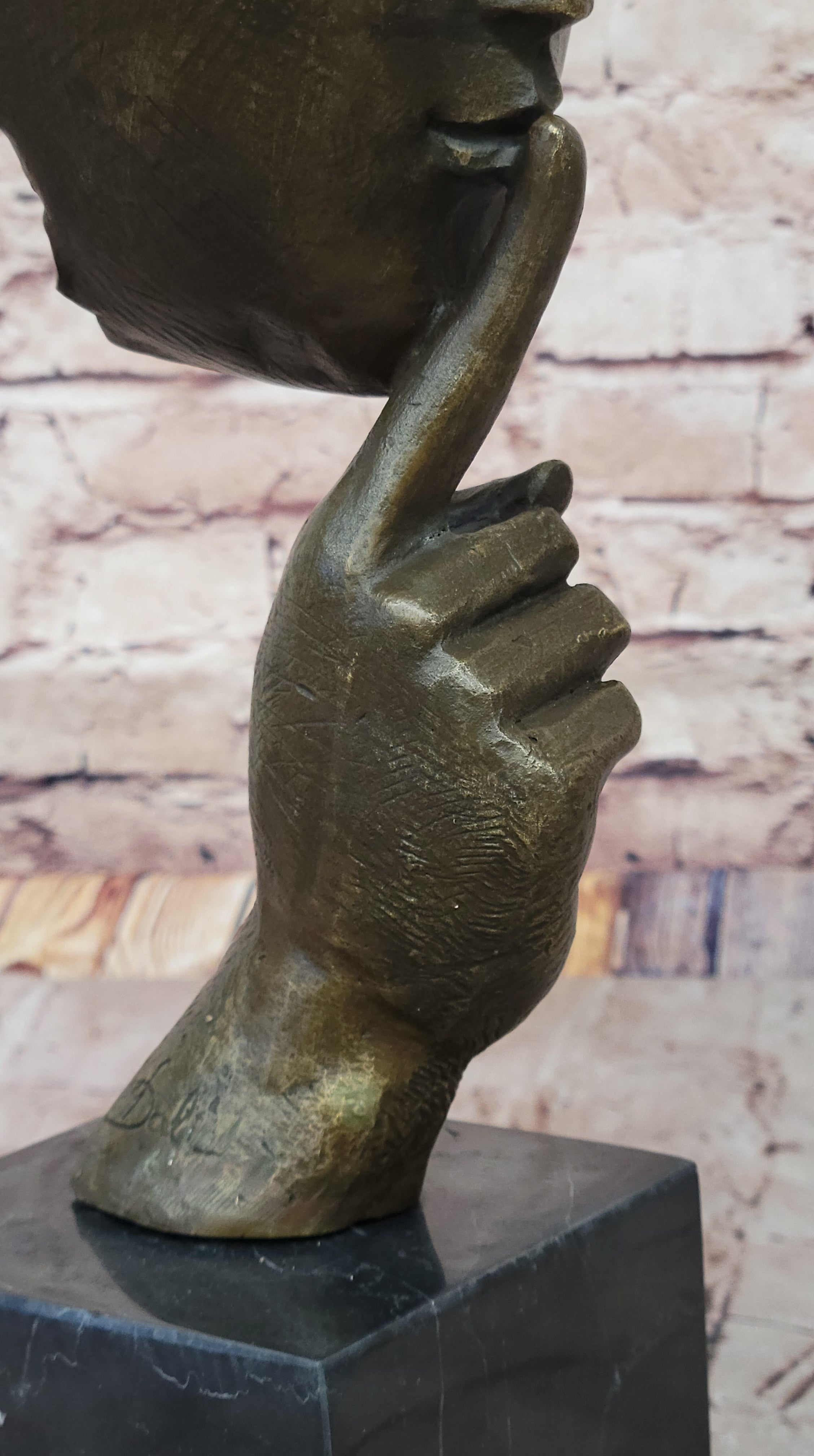 Signed Salvador Dali Abstract Girl Hush Up Bronze Sculpture