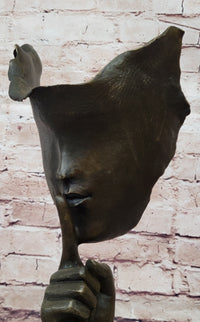Signed Salvador Dali Abstract Girl Hush Up Bronze Sculpture