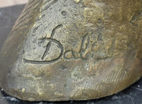 Signed Salvador Dali Abstract Girl Hush Up Bronze Sculpture