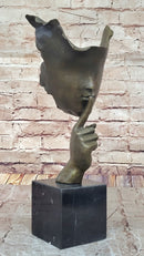 Signed Salvador Dali Abstract Girl Hush Up Bronze Sculpture