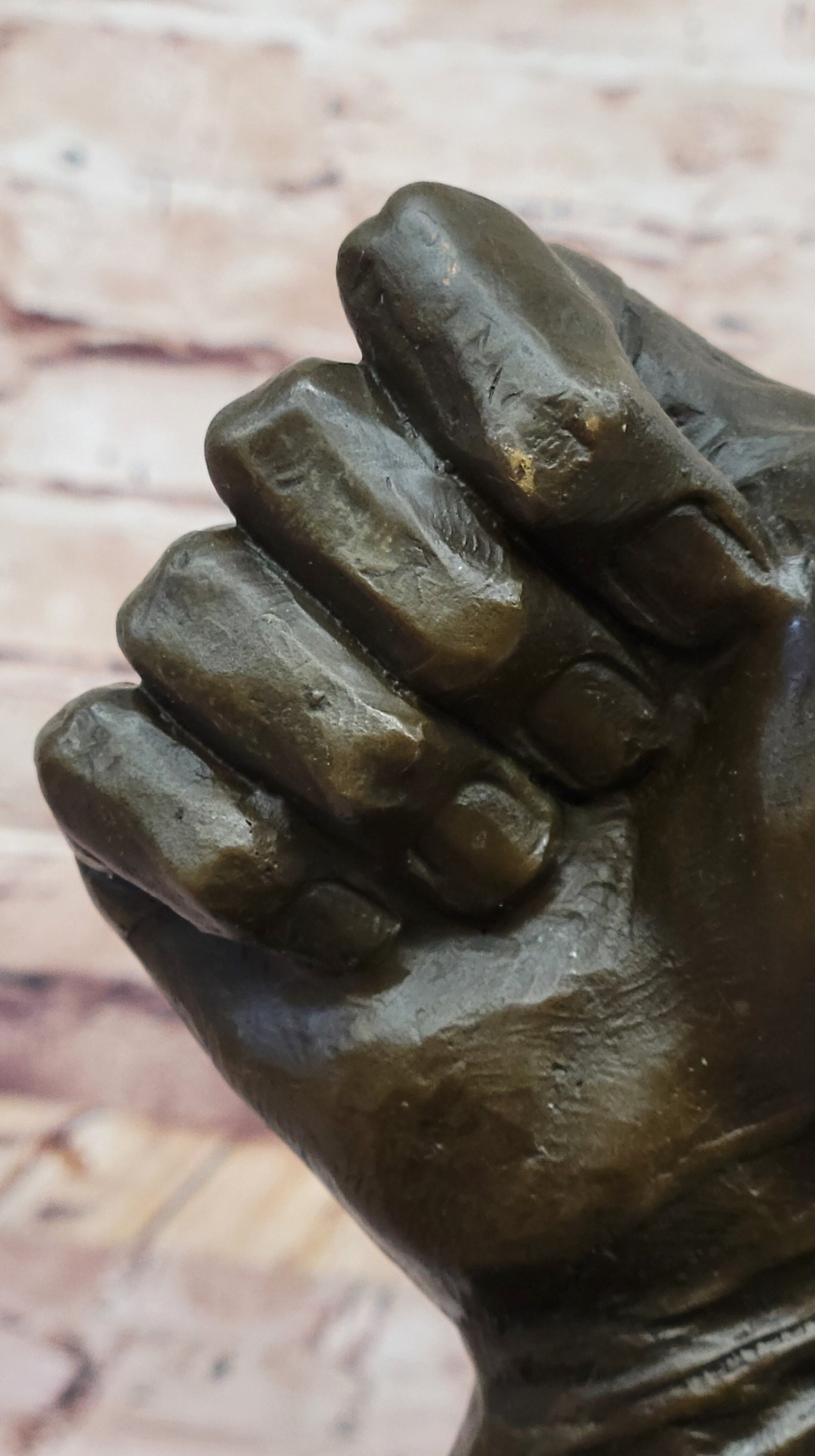Bronze Thumbs-Up Sculpture on Marble Base - Signed Art