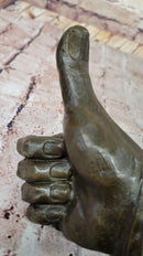 Bronze Thumbs-Up Sculpture on Marble Base - Signed Art