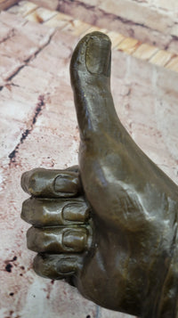 Bronze Thumbs-Up Sculpture on Marble Base - Signed Art