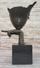 Dali Face Mask Floating Head Bronze Sculpture 15" x 12"