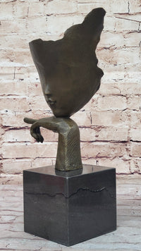 Dali Face Mask Floating Head Bronze Sculpture 15" x 12"