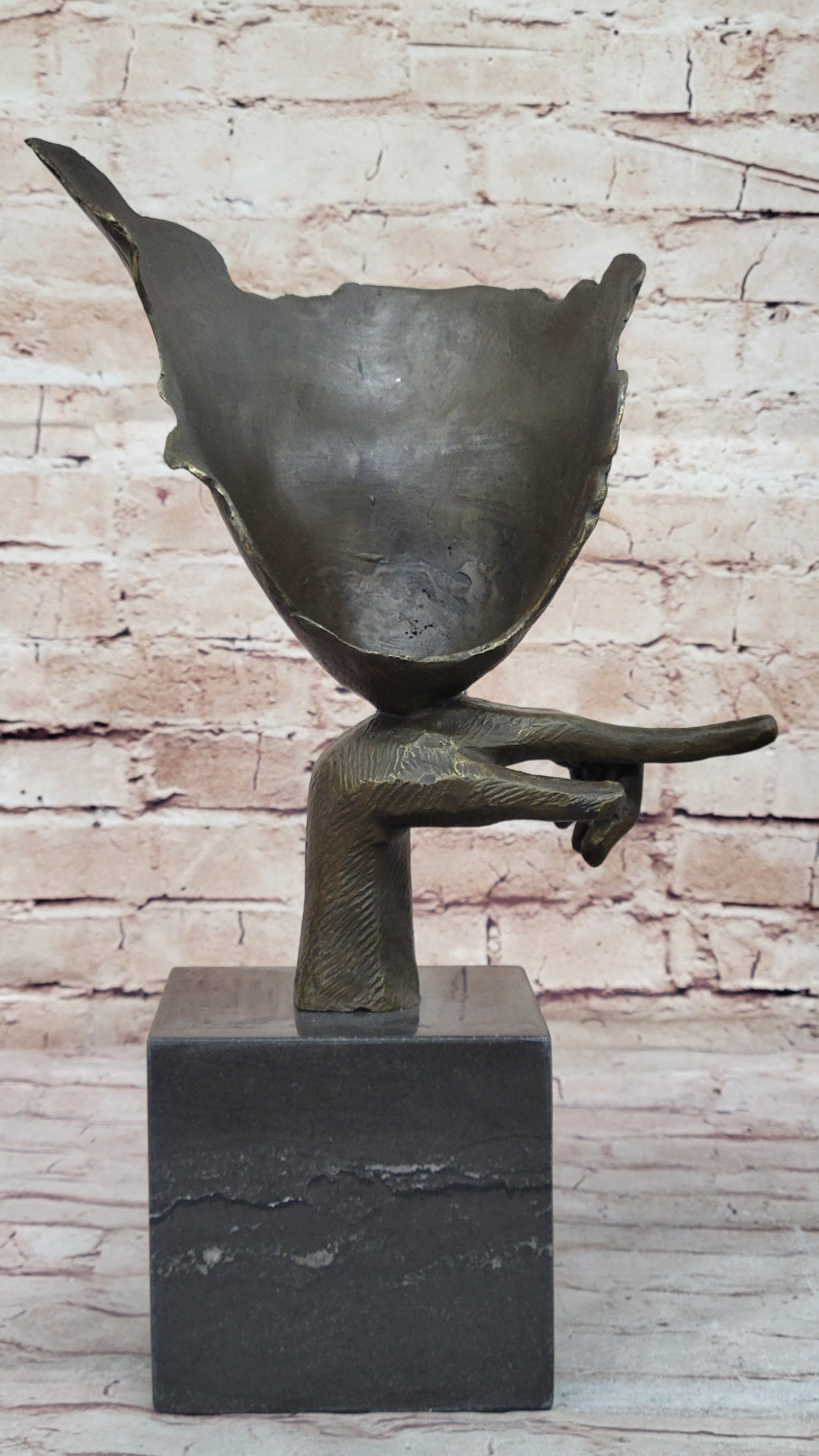 Dali Face Mask Floating Head Bronze Sculpture 15" x 12"