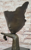 Dali Face Mask Floating Head Bronze Sculpture 15" x 12"