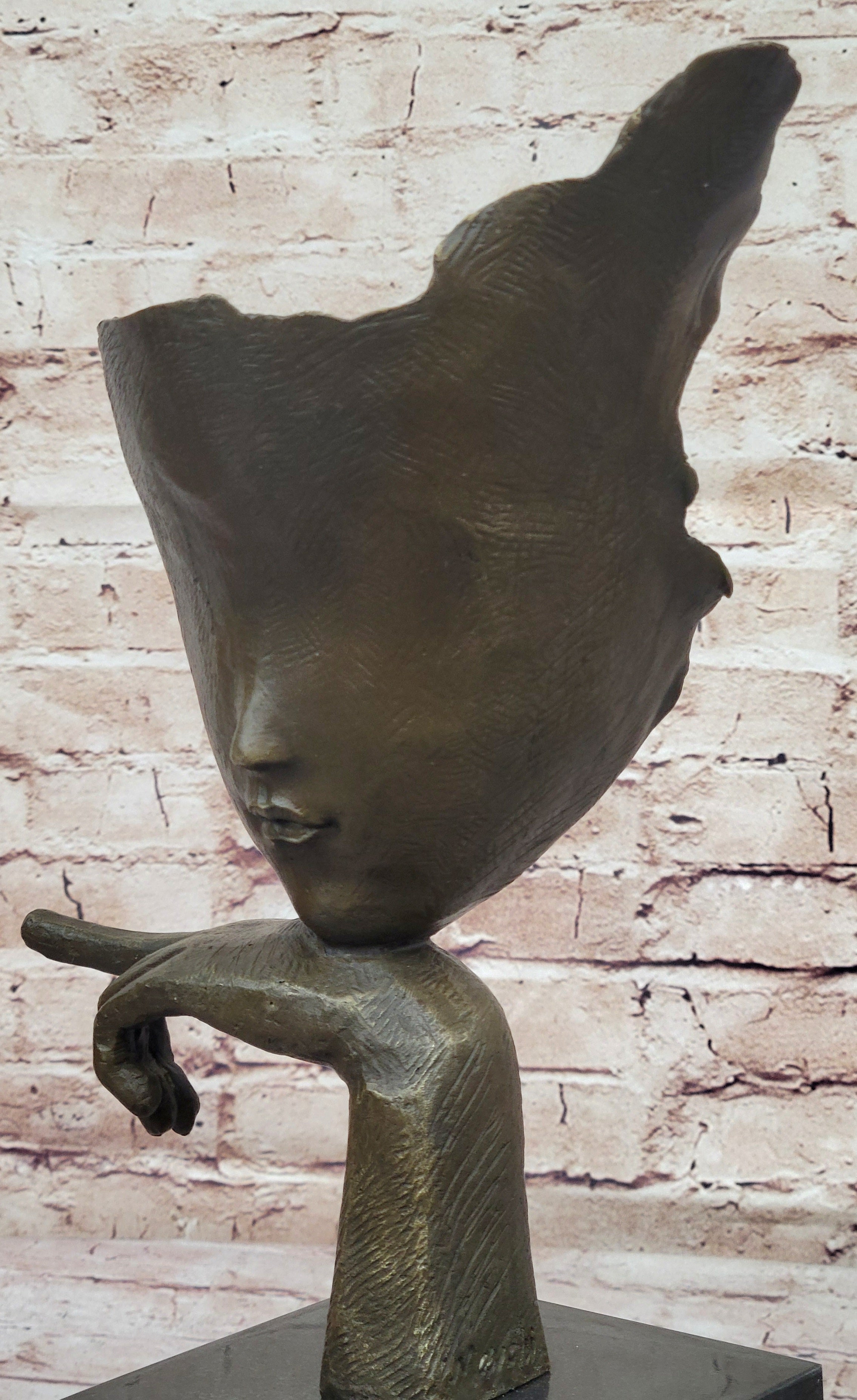 Dali Face Mask Floating Head Bronze Sculpture 15" x 12"