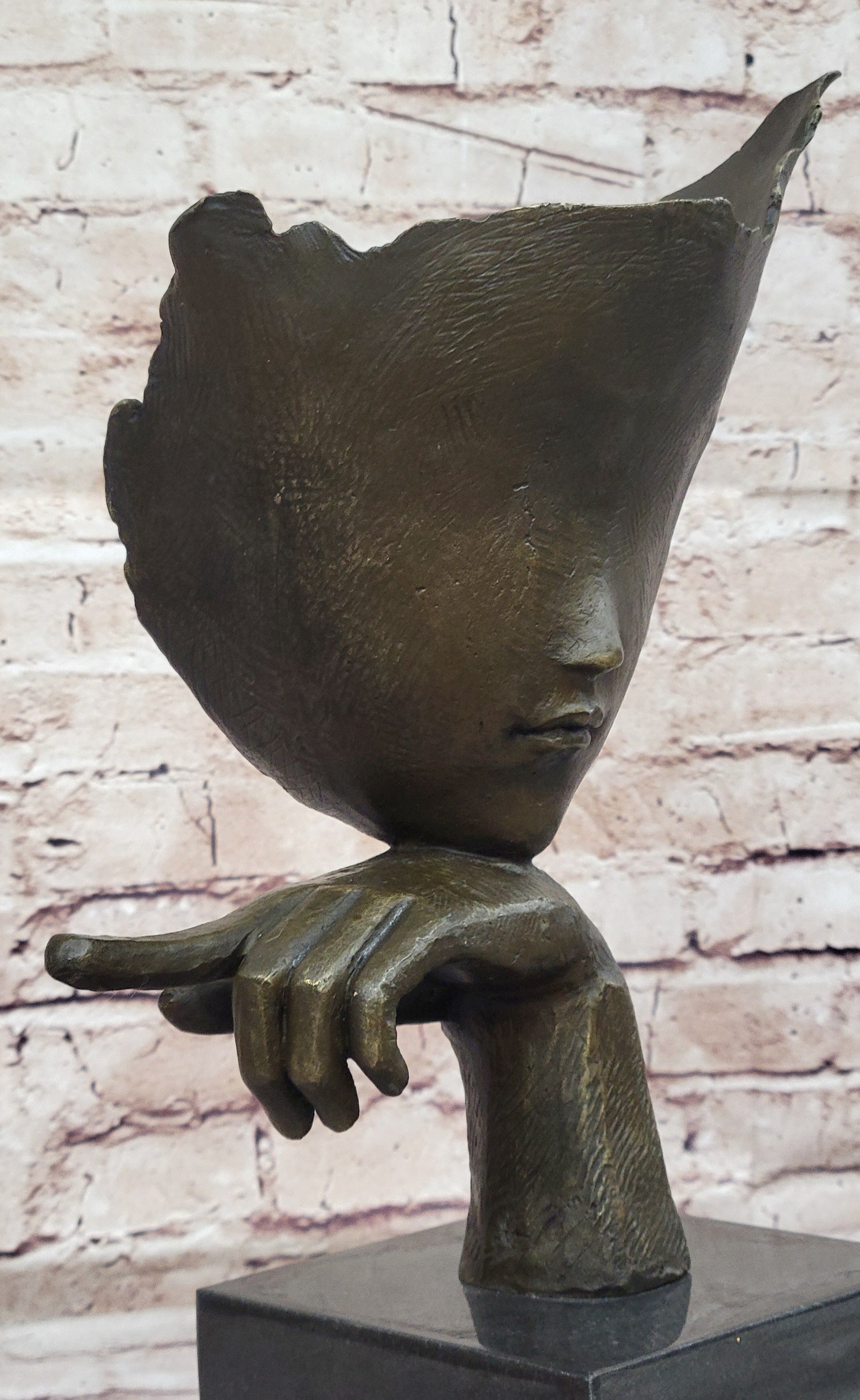Dali Face Mask Floating Head Bronze Sculpture 15" x 12"