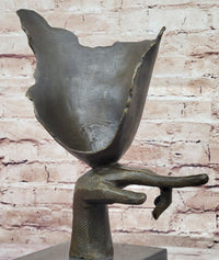 Dali Face Mask Floating Head Bronze Sculpture 15" x 12"