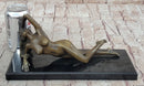 Nude Girl Laying Down Vouge Pose Model Bronze Statue Sculpture Modern Art 6" x 12"