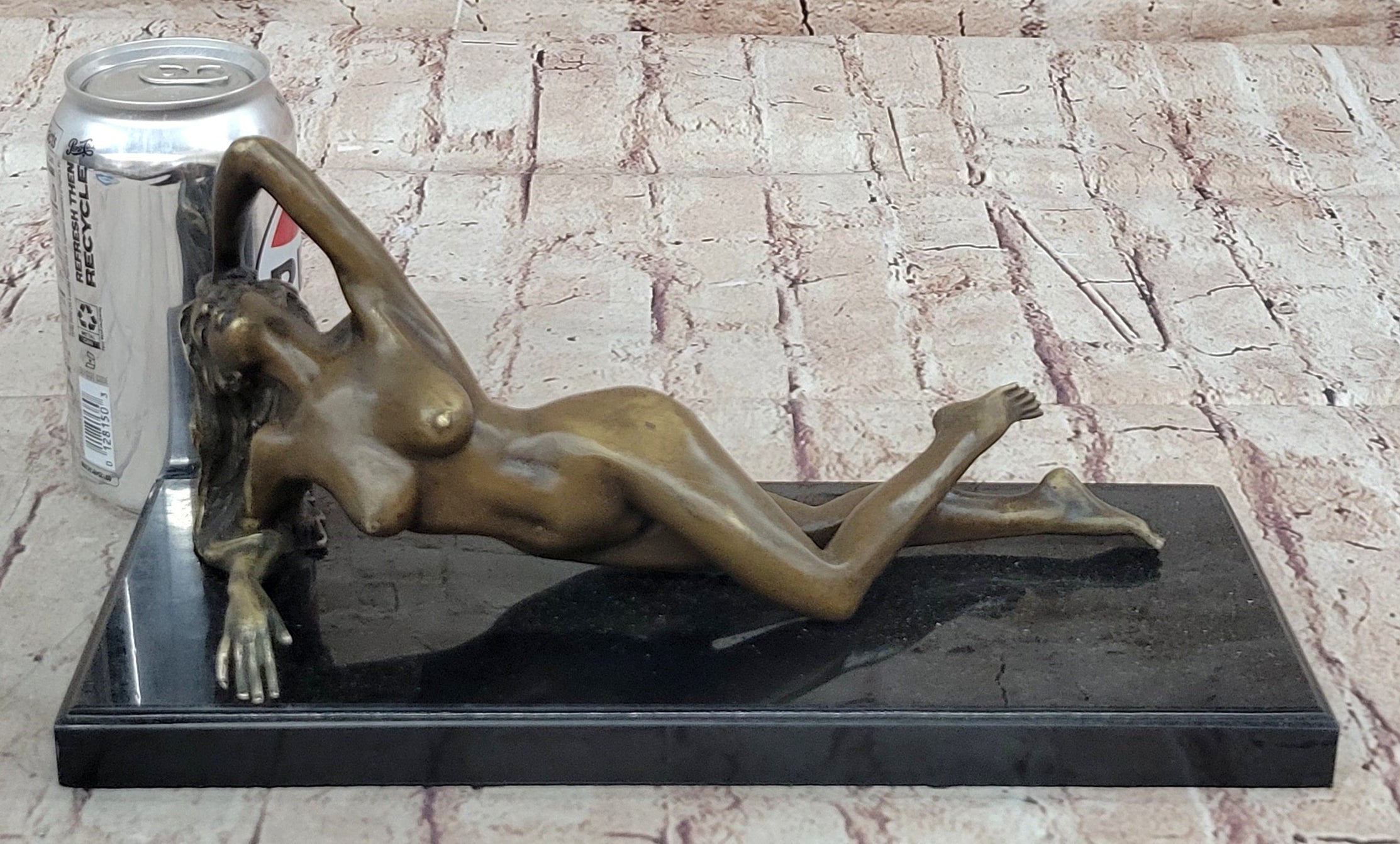 Nude Girl Laying Down Vouge Pose Model Bronze Statue Sculpture Modern Art 6" x 12"