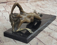 Nude Girl Laying Down Vouge Pose Model Bronze Statue Sculpture Modern Art 6" x 12"