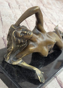 Nude Girl Laying Down Vouge Pose Model Bronze Statue Sculpture Modern Art 6" x 12"