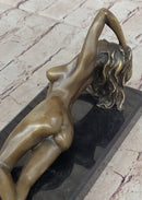 Nude Girl Laying Down Vouge Pose Model Bronze Statue Sculpture Modern Art 6" x 12"