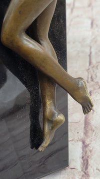 Nude Girl Laying Down Vouge Pose Model Bronze Statue Sculpture Modern Art 6" x 12"