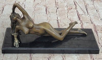 Nude Girl Laying Down Vouge Pose Model Bronze Statue Sculpture Modern Art 6" x 12"