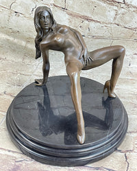 Nude Seductress Masturbating Bronze Sculpture Hot Cast Figurine Figure Home Deco