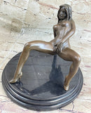 Nude Seductress Masturbating Bronze Sculpture Hot Cast Figurine Figure Home Deco