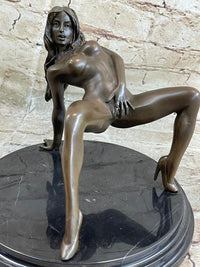 Nude Seductress Masturbating Bronze Sculpture Hot Cast Figurine Figure Home Deco