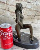 Sexy Girl Female High Heels Erotic Bronze Sculpture Statue Marble Base Mavchi 9"x 9"