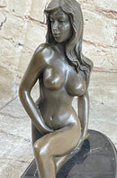 Sexy Girl Female High Heels Erotic Bronze Sculpture Statue Marble Base Mavchi 9"x 9"