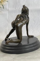 Erotic Exhibitionist Nude Girl Female Figurine Sculpture on Marbl Base by Mavchi