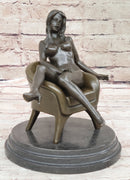 Sexy Nude Female Figure Girl on Sofa 2 Piece Sculpture Art