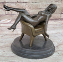 Sexy Nude Female Figure Girl on Sofa 2 Piece Sculpture Art
