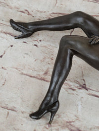 Sexy Nude Female Figure Girl on Sofa 2 Piece Sculpture Art
