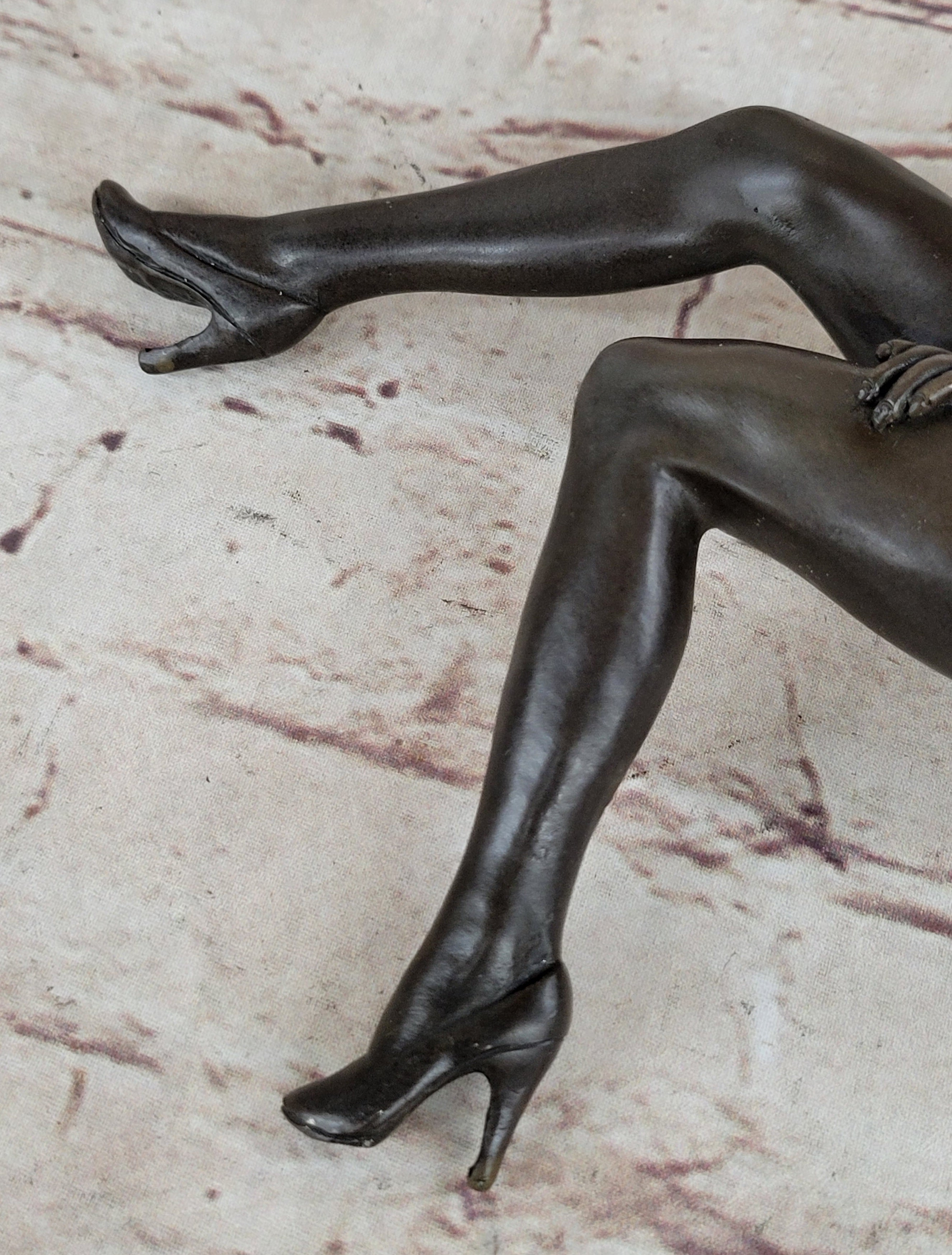 Sexy Nude Female Figure Girl on Sofa 2 Piece Sculpture Art