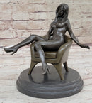 Sexy Nude Female Figure Girl on Sofa 2 Piece Sculpture Art
