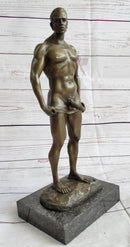 Well Endowed Muscular Nude Male Figure Gay Art Bronze Statue Sculpture Mavchi 13" x 6"