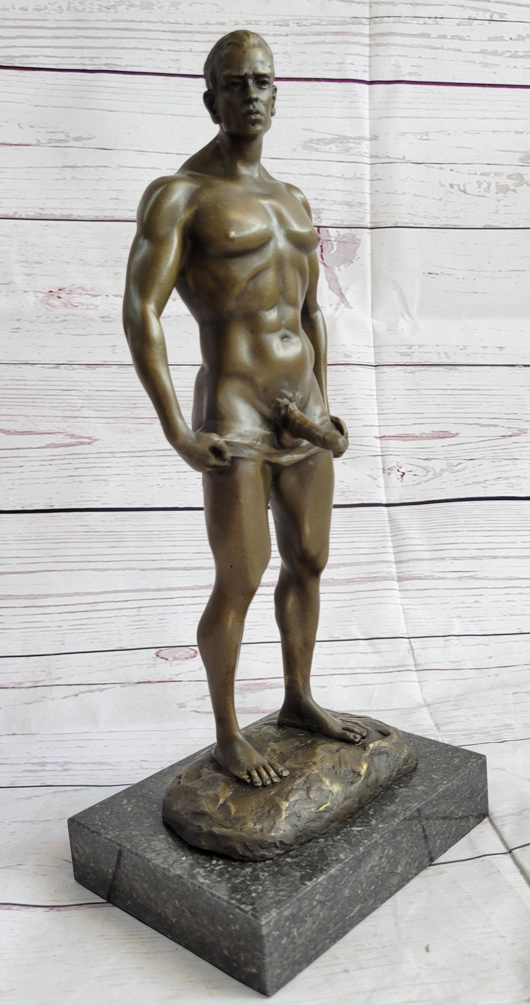 Well Endowed Muscular Nude Male Figure Gay Art Bronze Statue Sculpture Mavchi 13" x 6"
