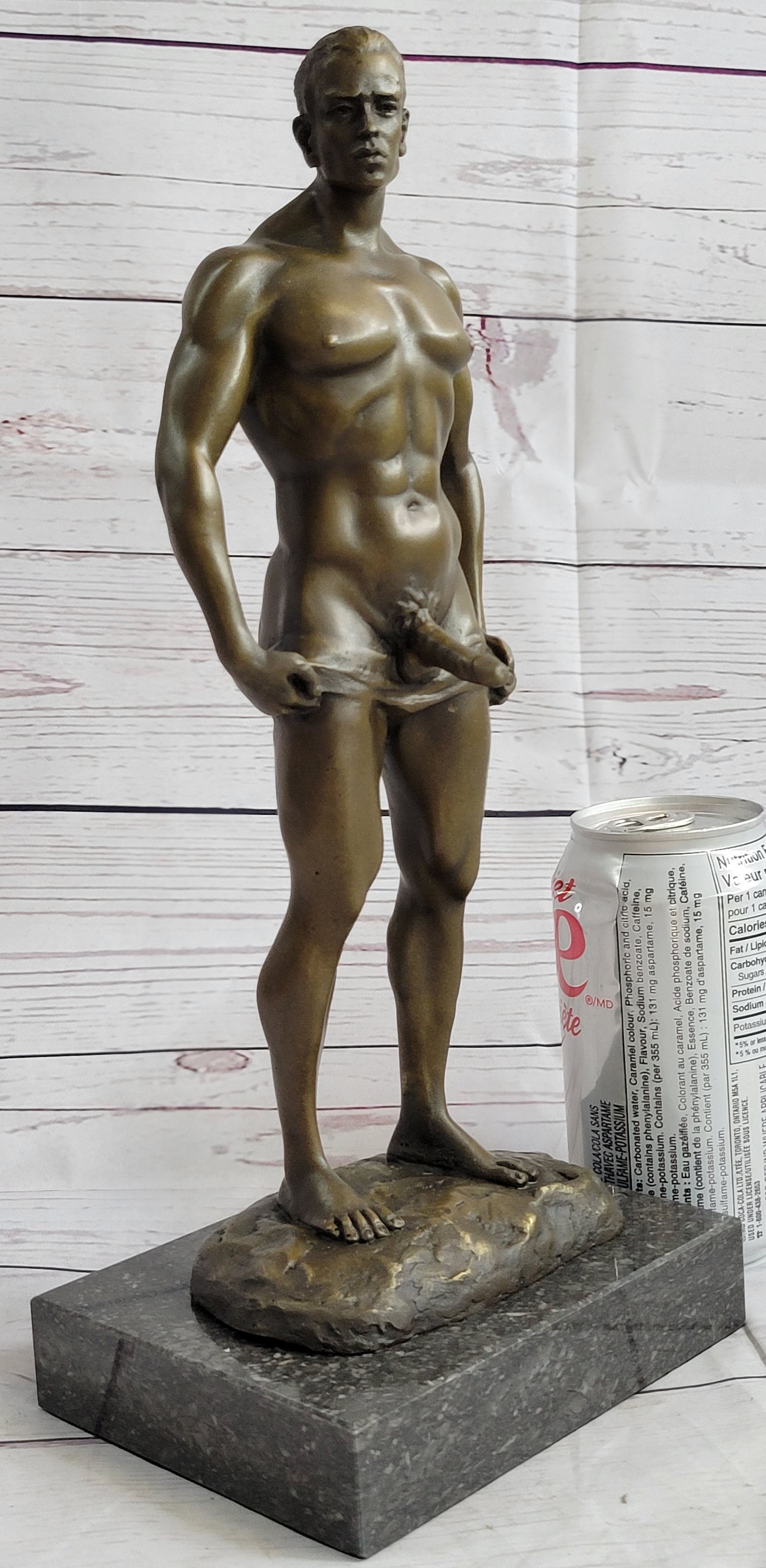 Well Endowed Muscular Nude Male Figure Gay Art Bronze Statue Sculpture Mavchi 13" x 6"