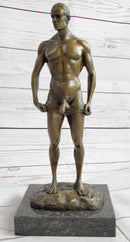 Well Endowed Muscular Nude Male Figure Gay Art Bronze Statue Sculpture Mavchi 13" x 6"
