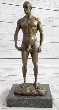 Well Endowed Muscular Nude Male Figure Gay Art Bronze Statue Sculpture Mavchi 13" x 6"