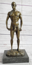 Well Endowed Muscular Nude Male Figure Gay Art Bronze Statue Sculpture Mavchi 13" x 6"