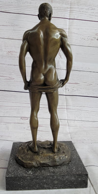 Well Endowed Muscular Nude Male Figure Gay Art Bronze Statue Sculpture Mavchi 13" x 6"