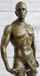 Well Endowed Muscular Nude Male Figure Gay Art Bronze Statue Sculpture Mavchi 13" x 6"